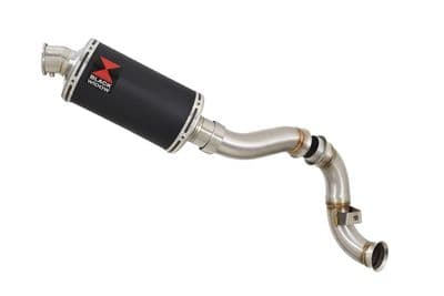 KTM 790 Duke 2018 - 2024 230mm Oval Black Stainless Silencer Kit & De - Cat Eliminator Exhaust Pipe