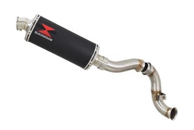 KTM 790 Duke 2018 - 2024 300mm Oval Black Stainless Silencer Kit & De - Cat Eliminator Exhaust Pipe