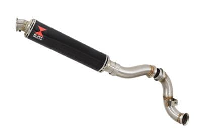 KTM 790 Duke 2018 - 2024 350mm Round Black Stainless Silencer Kit & De - Cat Eliminator Exhaust Pipe