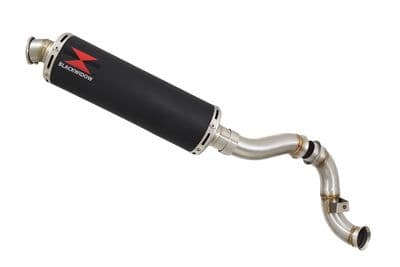 KTM 790 Duke 2018 - 2024 400mm Round Black Stainless Silencer Kit & De - Cat Eliminator Exhaust Pipe