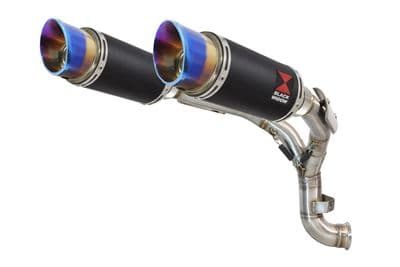 KTM 890 Duke 20 - 24 Twin 200mm Round Black Stainless Silencers & De-Cat Eliminator Exhaust Pipe