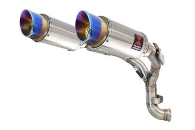 KTM 890 Duke 20 - 24 Twin 200mm Round Stainless Silencers Blue Tip & De-Cat Eliminator Exhaust Pipe