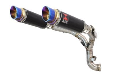 KTM 890 Duke 20 - 24 Twin 230mm Round Black Stainless Silencers & De-Cat Eliminator Exhaust Pipe