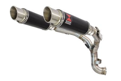 KTM 890 Duke 20 - 24 Twin 230mm Round  Black Stainless Silencers &  De-Cat Eliminator Exhaust Pipe