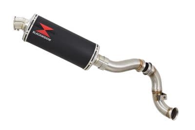 KTM 890 Duke 2020 - 2024 300mm Round Black Stainless Silencer Kit & De - Cat Eliminator Exhaust Pipe