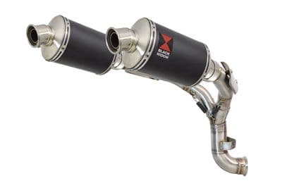 KTM 890 Duke 2020 - 2024 Twin 230mm Oval Black Stainless Silencers & De-Cat Eliminator Exhaust Pipe