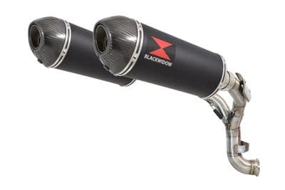 KTM 890 Duke 2020 - 2024 Twin 300mm Oval Black Stainless Carbon Tip & De-Cat Eliminator Exhaust Pipe