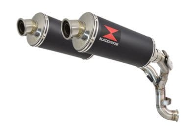 KTM 890 Duke 2020 - 2024 Twin 300mm Oval Black Stainless Silencers & De-Cat Eliminator Exhaust Pipe