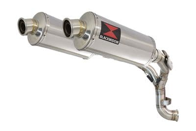 KTM 890 Duke 2020 - 2024 Twin 300mm Oval Stainless Silencers & De - Cat Eliminator Exhaust Pipe