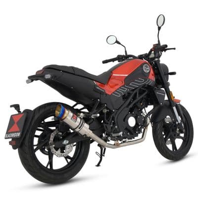 Leoncino 125 2022-2024 Performance Exhaust Full System 200mm Round GP Steel Blue Tip Silencer