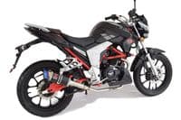 Lexmoto Viper 125 2018-2020 Exhaust System + 200mm Round Blue Tip Black Stainless Silencer