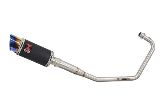 Lexmoto Viper 125 2018-2020 Exhaust System + 200mm Round Blue Tip Black Stainless Silencer