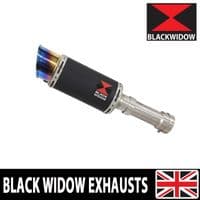 M 1000 R 2023 - 2026 Exhaust Link Pipe + 200mm Round Blue Tip Black Stainless Silencer