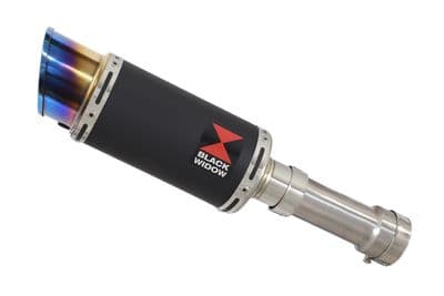 M 1000 R 2023 - 2026 Exhaust Link Pipe + 200mm Round Blue Tip Black Stainless Silencer