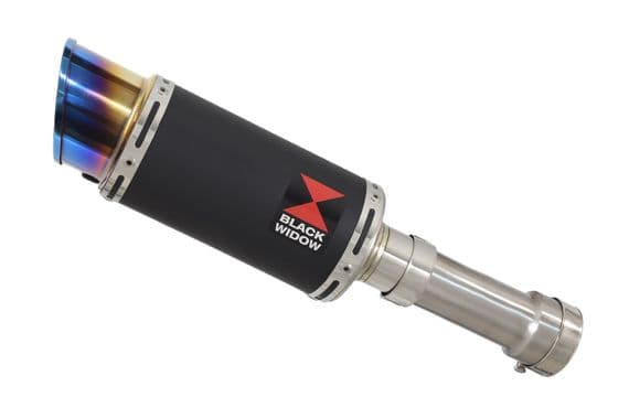 M 1000 R 2023 - 2026 Exhaust Link Pipe + 200mm Round Blue Tip Black Stainless Silencer