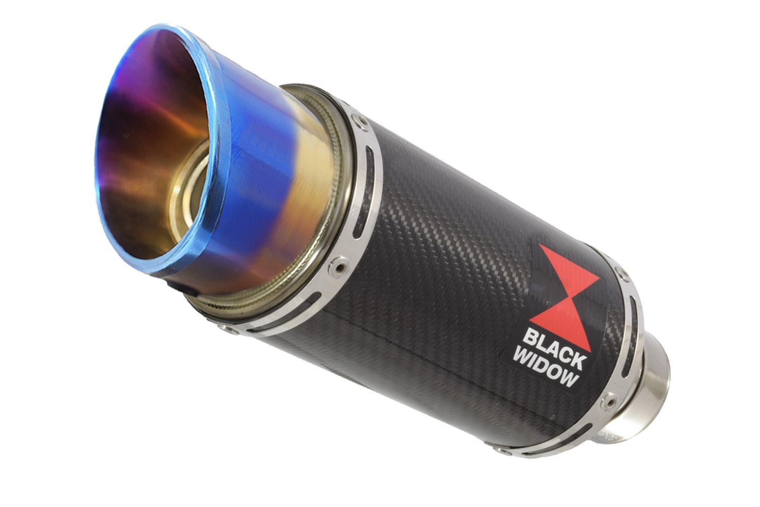 M 1000 R 2023 - 2026 Exhaust Link Pipe + 200mm Round Blue Tip Carbon Stainless Silencer