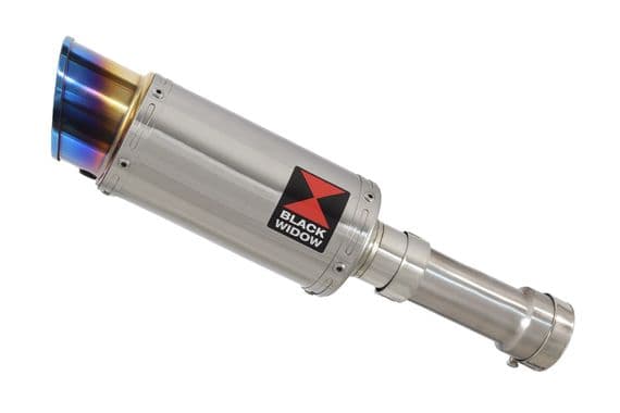 M 1000 R 2023 - 2026 Exhaust Link Pipe + 200mm Round Blue Tip Stainless Silencer