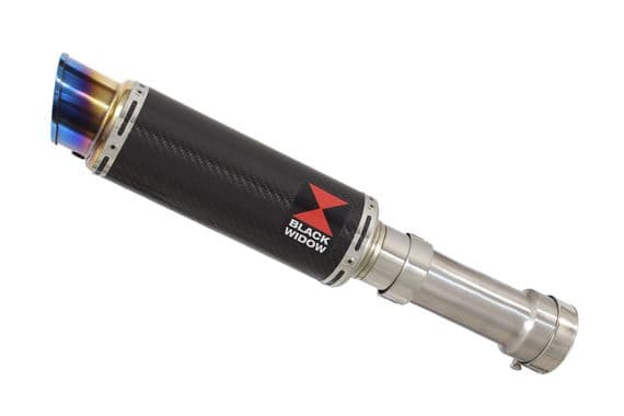 M 1000 R 2023 - 2026 Exhaust Link Pipe + 230mm GP Round Blue Tip Carbon Stainless Silencer