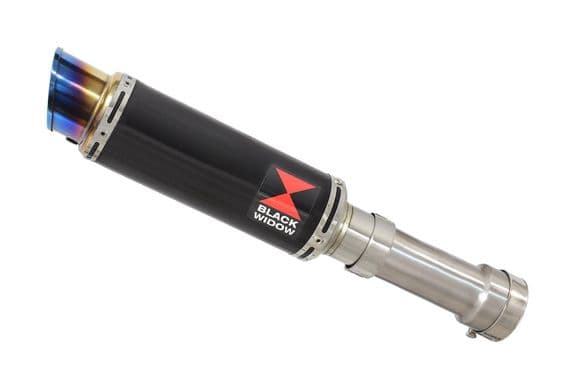 M 1000 R 2023 - 2026 Exhaust Link Pipe + 230mm Round GP Blue Tip Black Stainless Silencer