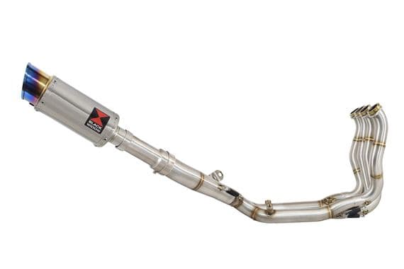 M 1000 R 2023 - 2026 Performance De - Cat Exhaust System 200mm Round Blue Tip Stainless Silencer