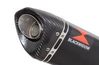 M1000XR 2023 - 2026 Exhaust Link Pipe + 300 mm Tri - Oval Black Stainless Carbon Tip Silencer
