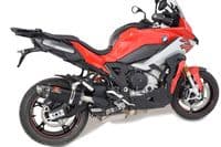 M1000XR 2023 - 2026 Exhaust Link Pipe + 300 mm Tri - Oval Black Stainless Carbon Tip Silencer