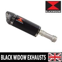 M1000XR 2023 - 2026 Exhaust Link Pipe + 300 mm Tri - Oval Black Stainless Carbon Tip Silencer