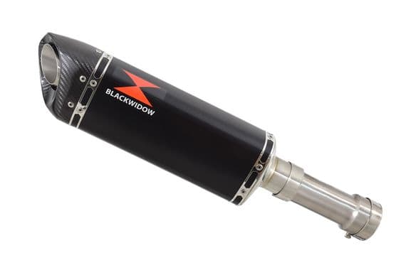 M1000XR 2023 - 2026 Exhaust Link Pipe + 300 mm Tri - Oval Black Stainless Carbon Tip Silencer