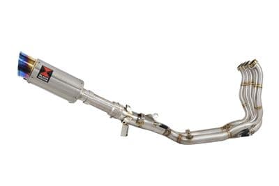 M1000XR 2023-2026 Performance De-Cat Exhaust System 200 mm Round Blue Tip Stainless Carbon Silencer