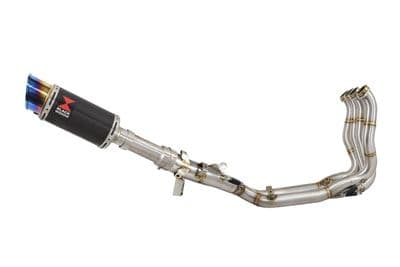 M1000XR 2023-2026 Performance De-Cat Exhaust System 200mm Round Blue Tip Carbon Stainless Silencer