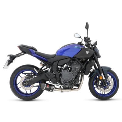 MT - 07 2025 De - Cat Exhaust System 200mm Oval Black Stainless Steel Carbon Tip Silencer