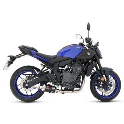 MT - 07 2025 De - Cat Exhaust System 230mm Oval  Black Stainless Steel Silencer