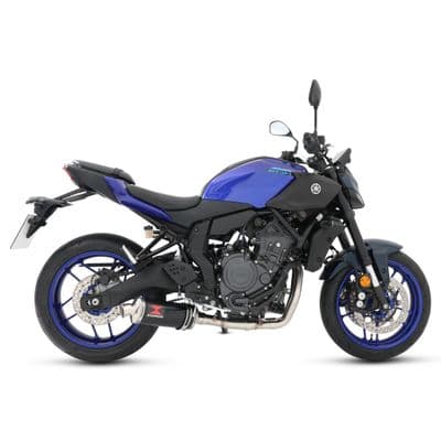 MT - 07 2025 De - Cat Exhaust System 300mm Oval Black Stainless Steel Silencer