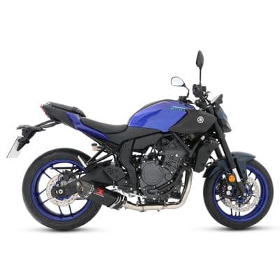 MT - 07 2025 De - Cat Exhaust System 300mm Tri - Oval Black Stainless Steel Carbon Tip Silencer