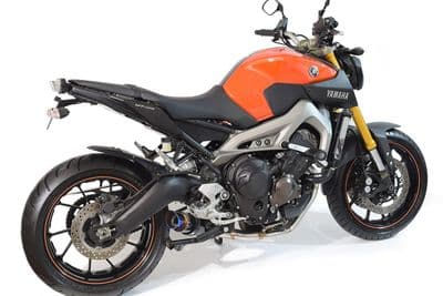 MT - 09 Tracer 2015 - 2020 De - Cat Exhaust System 230 mm Round GP Black Steel Blue Tip Silencer