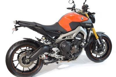 MT - 09 Tracer 2015 - 2020 De - Cat Exhaust System 350 mm Round Black Stainless Steel Silencer