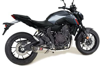 MT07 2021 - 2024 MT-07 De - Cat Exhaust System with 300mm Tri Oval Stainless Carbon Tip Silencer