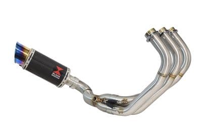 MT09 MT-09 Tracer: Tracer GT De-Cat Exhaust System 200mm Round Blue Tip Carbon Silencer