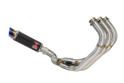 MT09 MT-09 Tracer: Tracer GT De-Cat Exhaust System 230mm GP Round Blue Tip Black Stainless Silencer