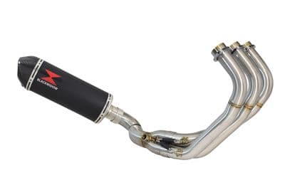 MT09 MT-09 Tracer: Tracer GT De-Cat Exhaust System 300mm Oval Black Stainless Carbon Tip Silencer