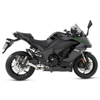 Ninja 1100 SX SE 2025 Race De-cat Exhaust System 200mm Oval Black Steel Carbon Tip Silencer
