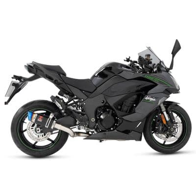 Ninja 1100 SX SE 2025 Race De-cat Exhaust System 200mm Round GP Black Steel Blue Tip Silencer
