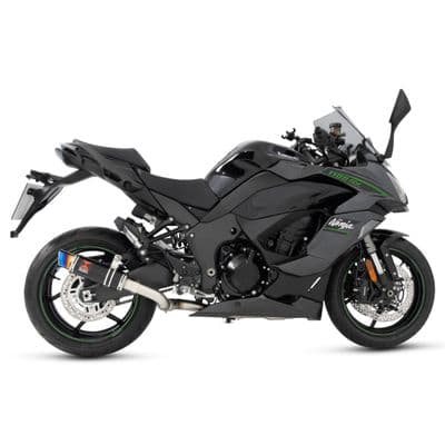 Ninja 1100 SX SE 2025 Race De-cat Exhaust System 230mm Round GP Black Steel Blue Tip Silencer