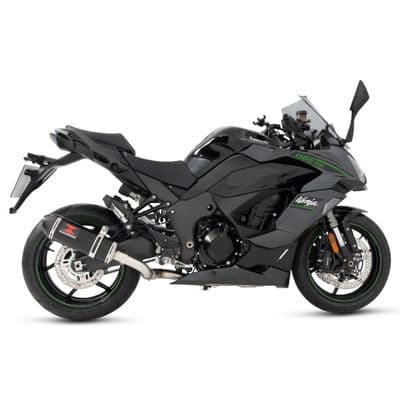 Ninja 1100 SX SE 2025 Race De-cat Exhaust System 300mm Oval Black Steel Carbon Tip Silencer