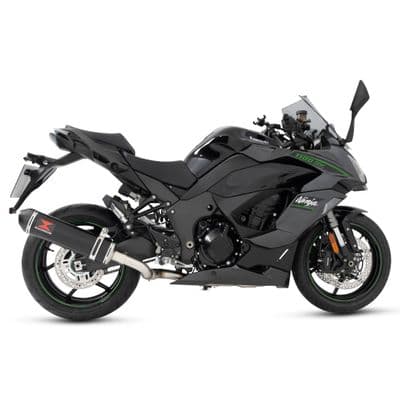 Ninja 1100 SX SE 2025 Race De-cat Exhaust System 400mm Oval Black Steel Carbon Tip Silencer