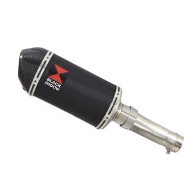 Ninja 400 Z 400 Exhaust Link Pipe + 200mm Oval Black Stainless Carbon Tip Silencer