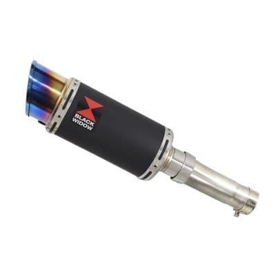 Ninja 400 Z 400 Exhaust Link Pipe + 200mm Round Blue Tip Black Stainless Silencer