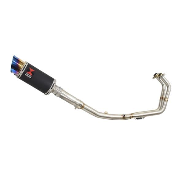 Ninja 500 Z 500 2024 - 2026 Exhaust System 200mm Round Blue Tip Black Stainless Silencer