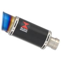 Ninja H2 SX 2018 - 2024 Race De-cat Exhaust System 200 mm Round Blue Tip Black Stainless Silencer