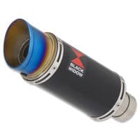 Ninja H2 SX 2018 - 2024 Race De-cat Exhaust System 200 mm Round Blue Tip Black Stainless Silencer